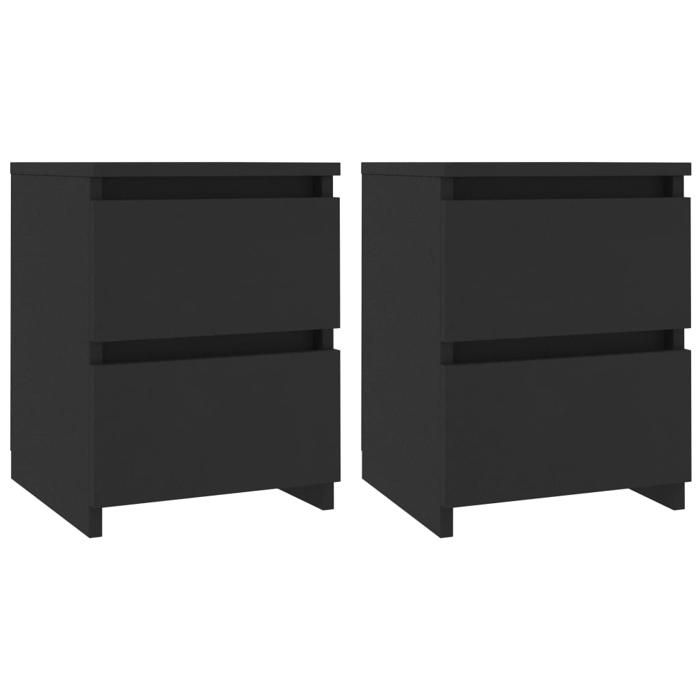 VidaXL Tables de chevet lot de 2, 30x30x40 cm, Bois reconstitué, Noir, 2 tiroirs coulissants chacun, Armoire de chevet, 800516