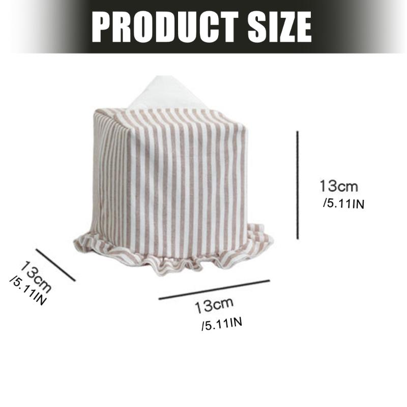 Cotton Fabric Tissue Box Cover, Lined Tissue Holder with Gathered Edge, for Bedroom Shelves in Daily Use