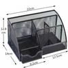 Metal Wire Mesh Pen Holder Organizer 7-Compartment Desktop Storage Students Office Supplies