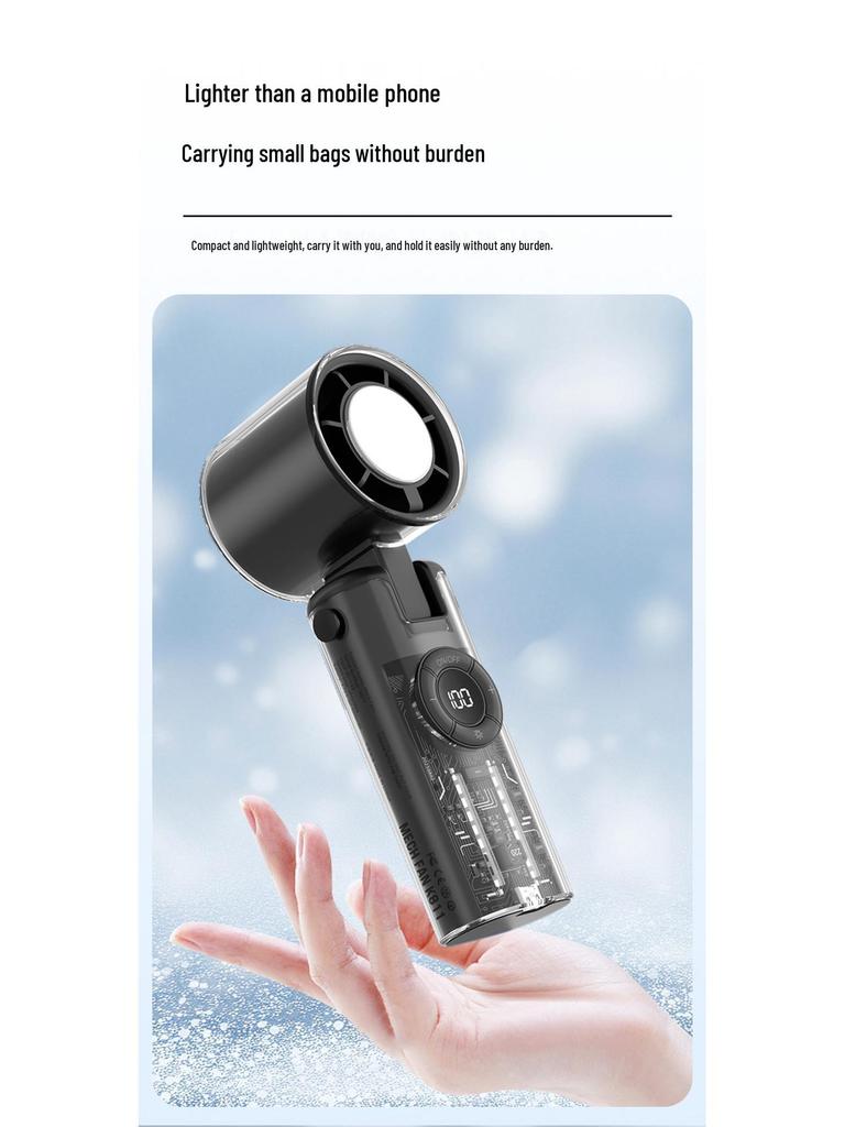 Mecha Style Transparent Portable Mini Handheld Fan for Outdoor Cooling