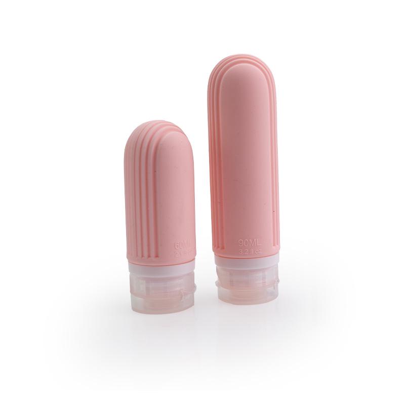 Travel-Friendly Refillable Silicone Lotion Bottle with Vertical Stripe Texture