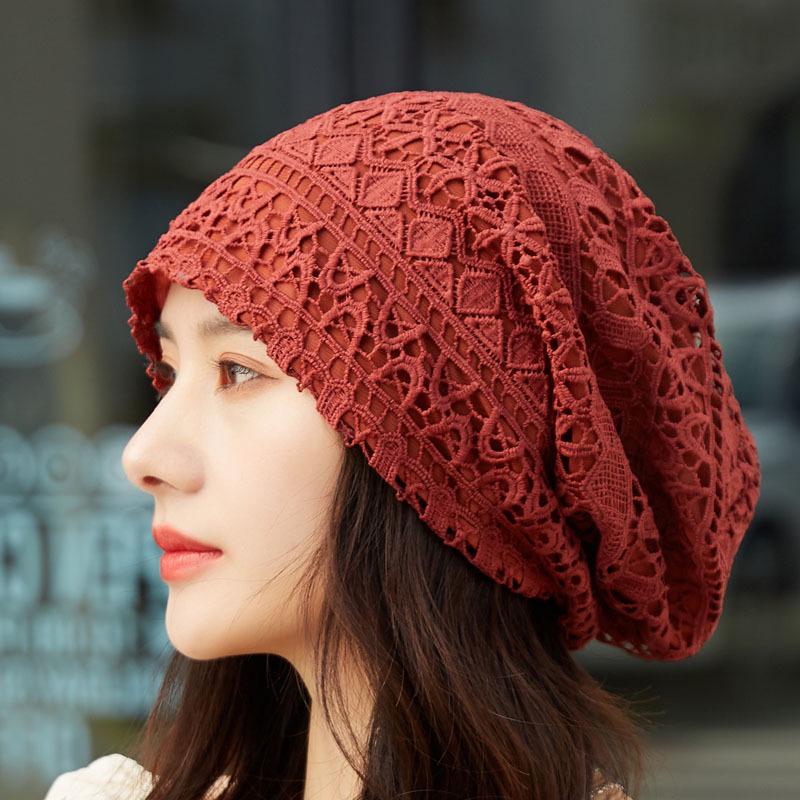 Women's Summer Lace Slouchy Hat - Breathable, Stylish, Thin White Hair Cover