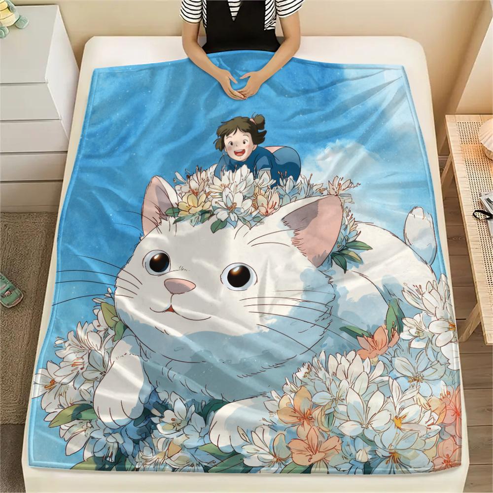 Cats Print Flannel Blanket, High quality Comfortable for All Seasons, Home Decor, Warmth and Comfort