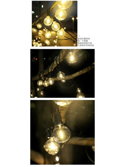 Solarbetriebene wasserdichte LED Edison G40 Lichterkette für den Außenbereich, für Camping und Weihnachtsdekoration