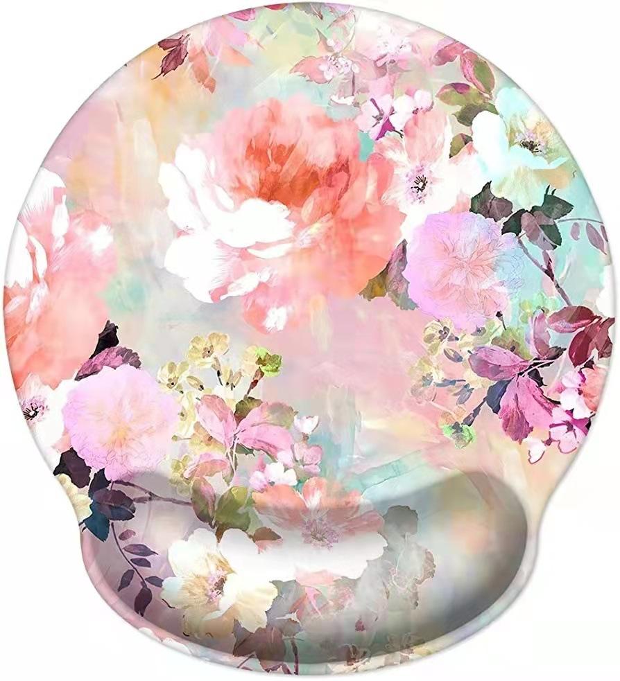 Tappetino Per Mouse Ergonomico Con Supporto In Gel Per Polso - Effetto Marmo Rosa - Antiscivolo In Gomma Naturale
