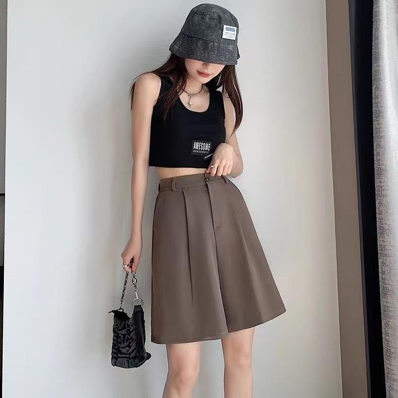 Women Suit Shorts Summer Baggy Solid Wide Pants Korean Fashion Casual Bottoms Classic Shorts Y2k Clothes