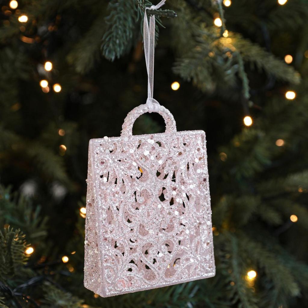 Pink Glitter Snowflake, Candy, Bow Christmas Tree Decoration Light Luxury Christmas Hanging Pendant