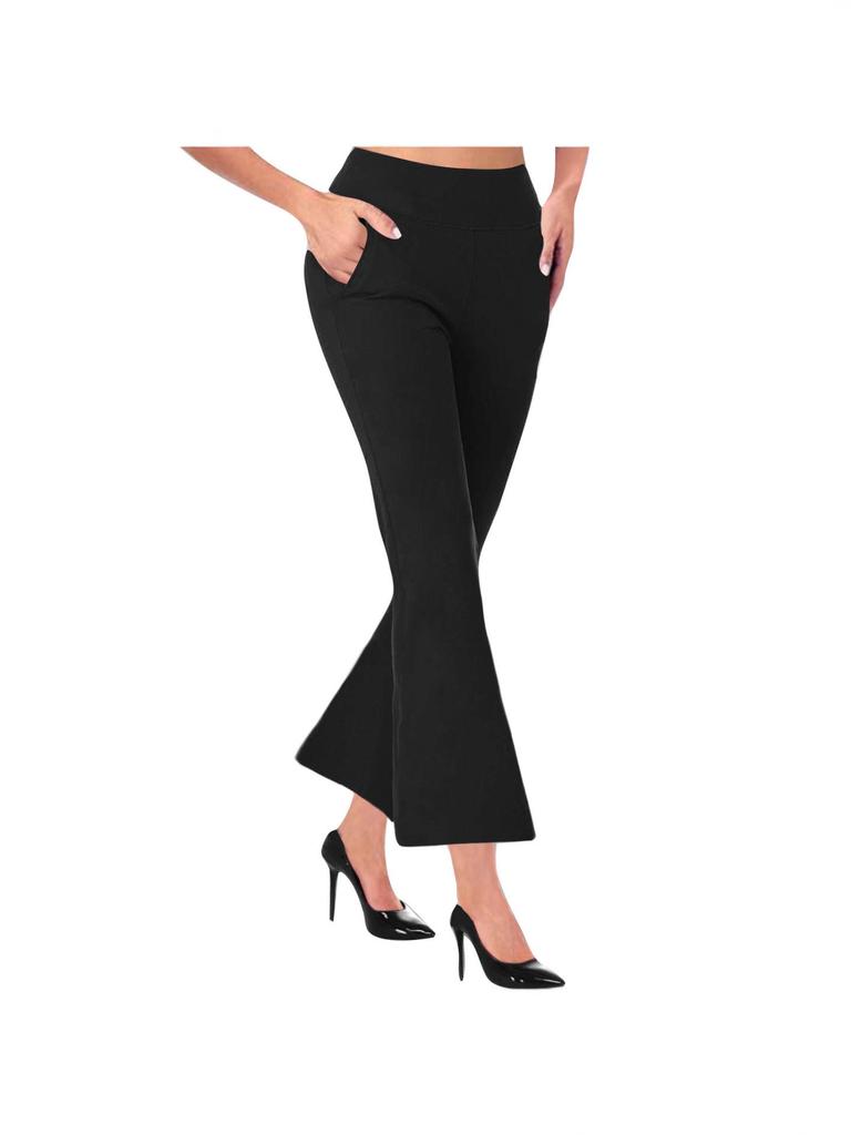 2024 Women's Casual Knitted Flare Pants with Side Pockets - Slimming Design and Long Leg Effect