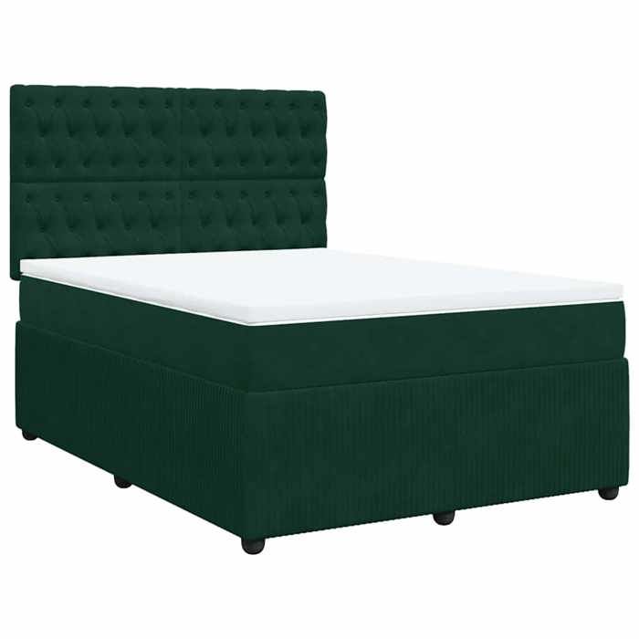 Maison Exclusive - Sommier à lattes de lit et matelas Vert foncé 140x190cm Velours