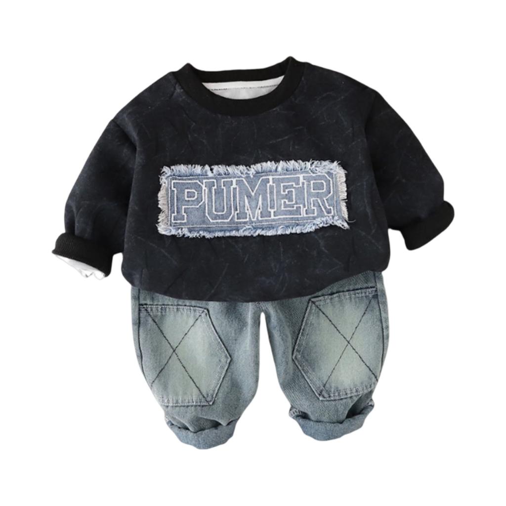 Kids Casual Long-Sleeve Set, Comfortable Daily Wear Outfits