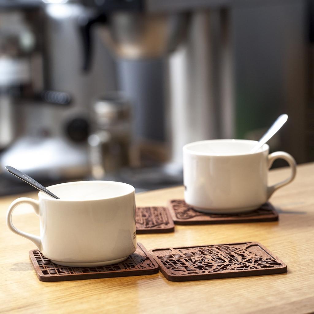 Venice Map Set of City Map Wooden Original Design Handmade Gift Coasters, 4, Coasters,