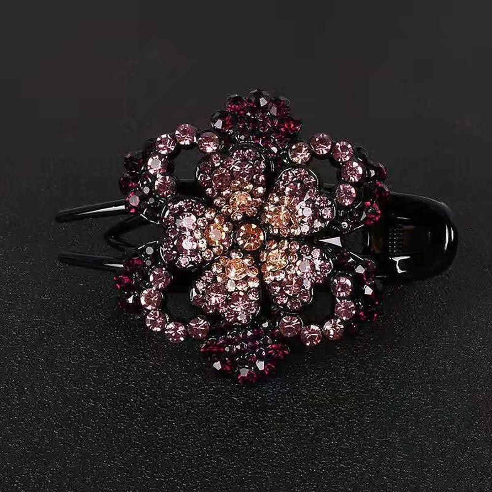Acrylic Female Girls Rhinestone Hair Claw Flower Duckbill Clip Ponytail Holder Hair Accessories