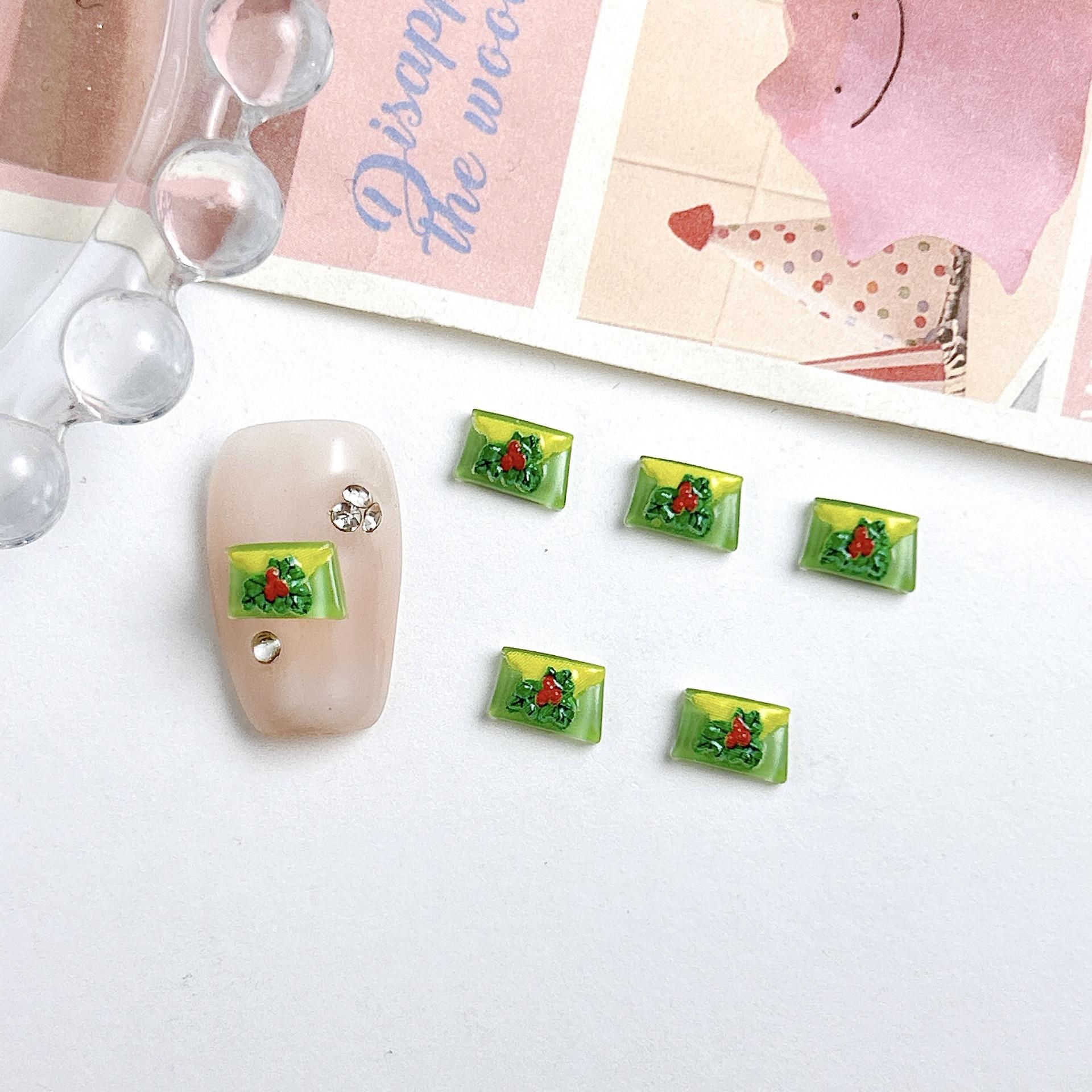 Cartoon Nail Art Accessories Cute Three-Dimensional Christmas Hat Snowman Resin Diy Nail Accessories Avocado Green