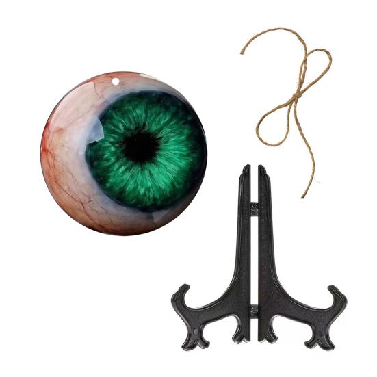 Realistische gotische Augapfel-Dekoration, 2D-Tischdekoration mit Ständer, Horror-Geschenk für Liebhaber düsterer Fantasy-Kunst, Halloween-Dekoration