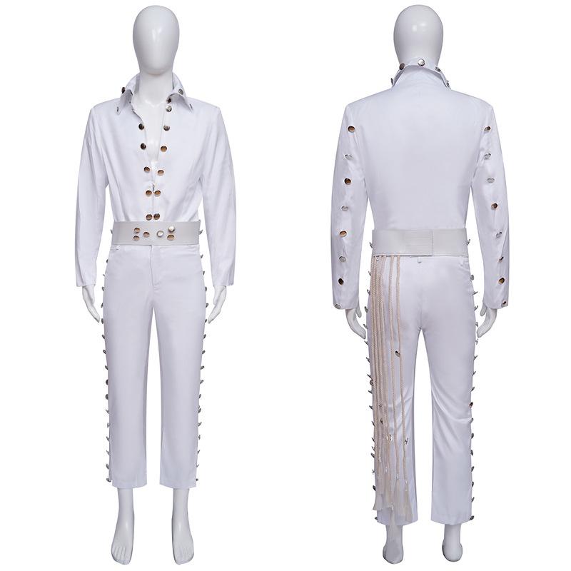 White Cat King Elvis Presley Cosplay Suit For Halloween Costume Wholesale
