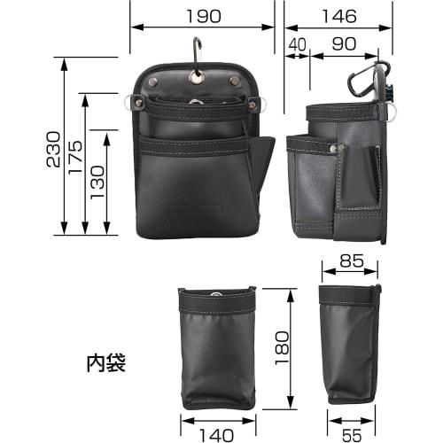 Tajima Safe System Detachable Waist Pouch with Twin Hooks, Genuine Leather, Small, Two-Tier, Made of Durable and Flexible High-Quality Genuine Cowhide