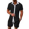 Herr Color Blocked Skjorta Casual Kortärmad Shorts Strandset