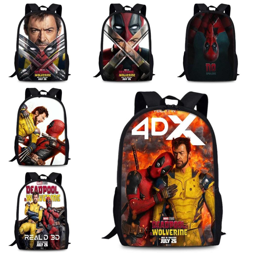 Deadpool And Wolverine Backpack Durable Oxford Fabric 15-inch Student Bag