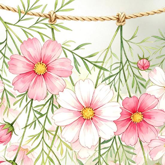 Spring Hanging Floral Window Cling Watercolor Saussurea Flower Vine Window Decals Reusable Static Glass Sticker for Home Shop Office