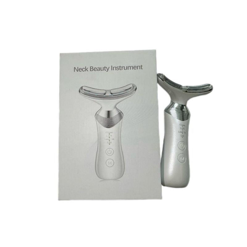 Home Neck Care Device - Neck Wrinkle Reducer, Massager, and Essence Infuser with Multi-color Light Therapy and Photorejuvenation