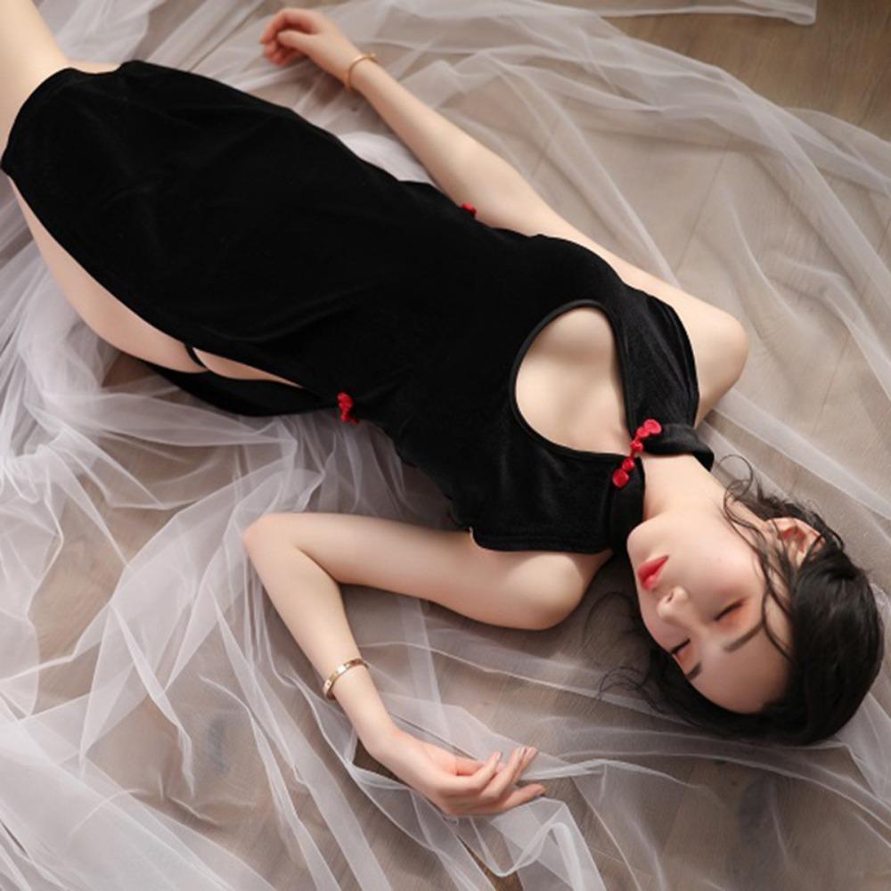 Xiucaisha Sexy Underwear Pajamas Antique Cheongsam Small Breasts Gathered Naked Back Straps Tied Sexy Uniform Seduction Woman