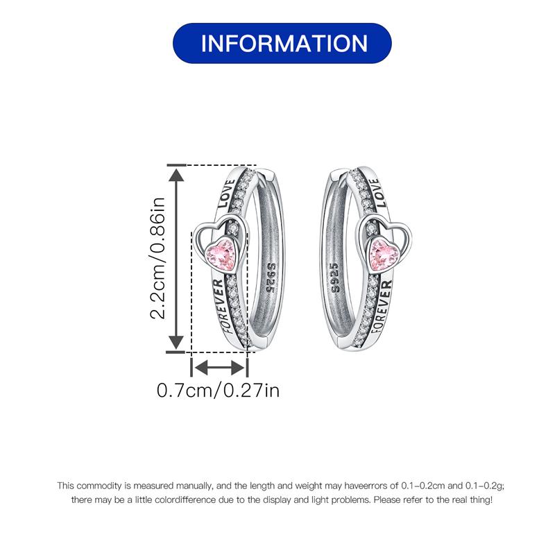 Real 925 Silver Earrings Symmetry Heart Hoop Earrings For Women Wedding Engagement Earrings Jewelry Gift