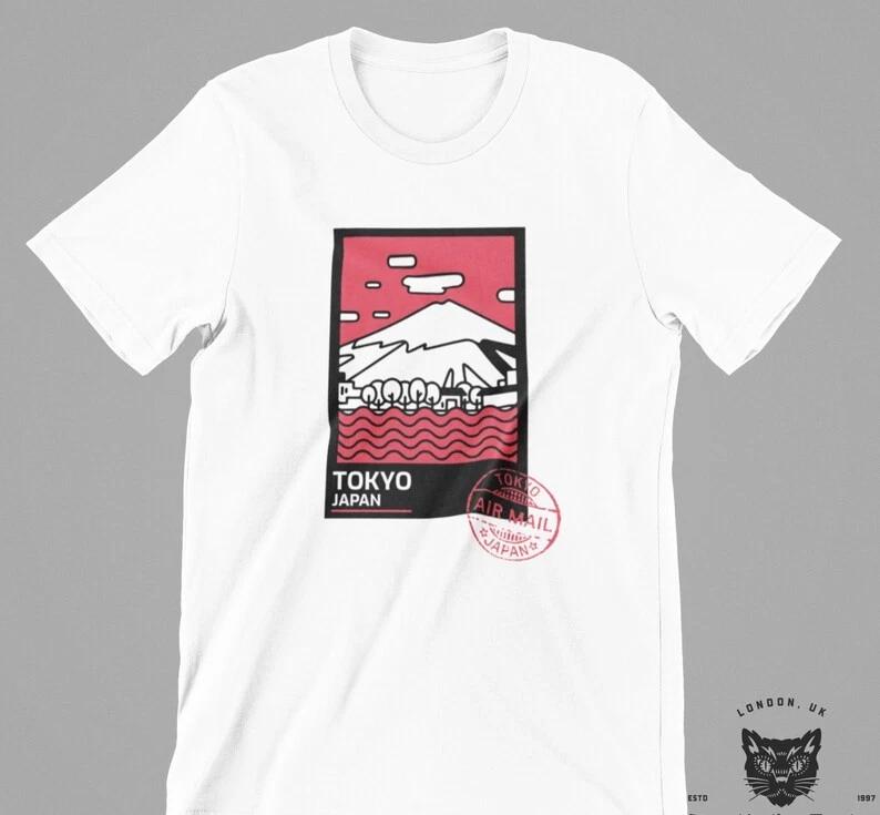 Tokyo Fuji Mountain Stamp T-shirt: Japan Culture Tee XL