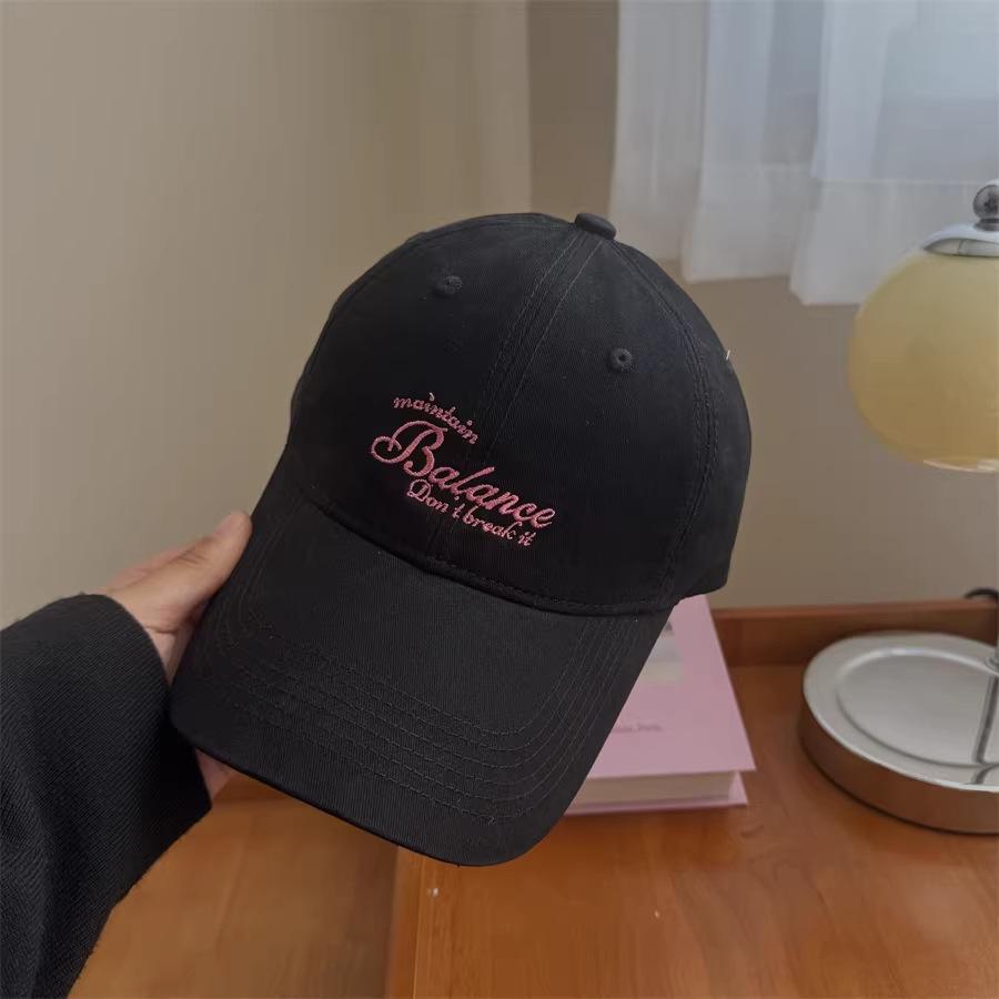 Fashion Hat big head circumference Korean version embroidered baseball cap women's spring summer new widened and deepened wide brim showing face small