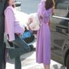 Purple French Twist Knitted Dress Base Sweater Dress Women
