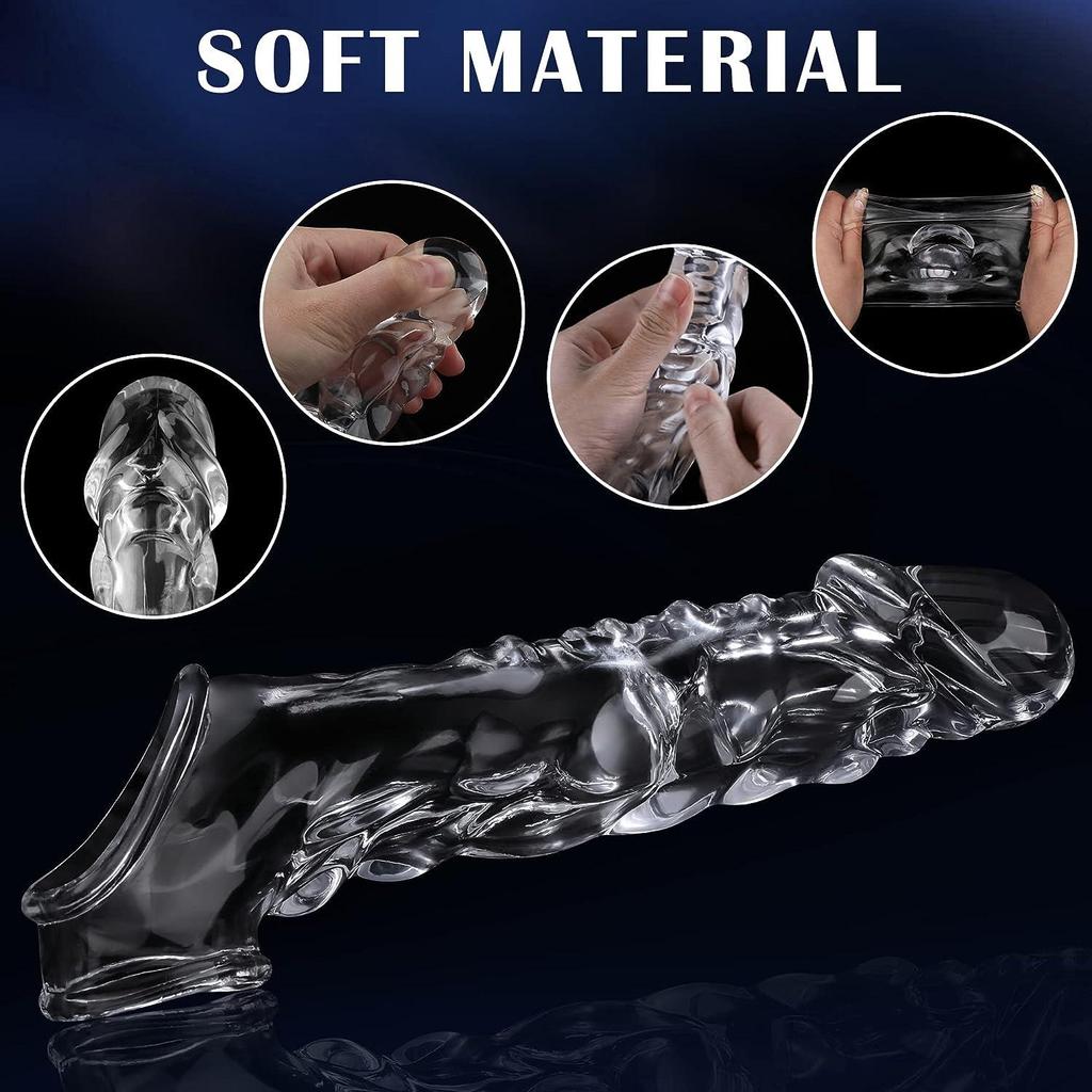 Penis Extend Sleeve Realistic Dildo Condoms Penis Extender Vibrator Delay Ejaculation Male Dick Enlargement Adult Sex Toy for Sex Male Longer Lasting