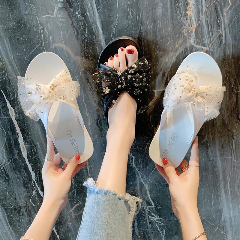New summer cool slippers women's fashion bow thick bottom non-slip wear-resistant women's slippers