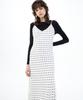 Bikwaieos Maxi Satin Slip Dress Dot_Ivory Black