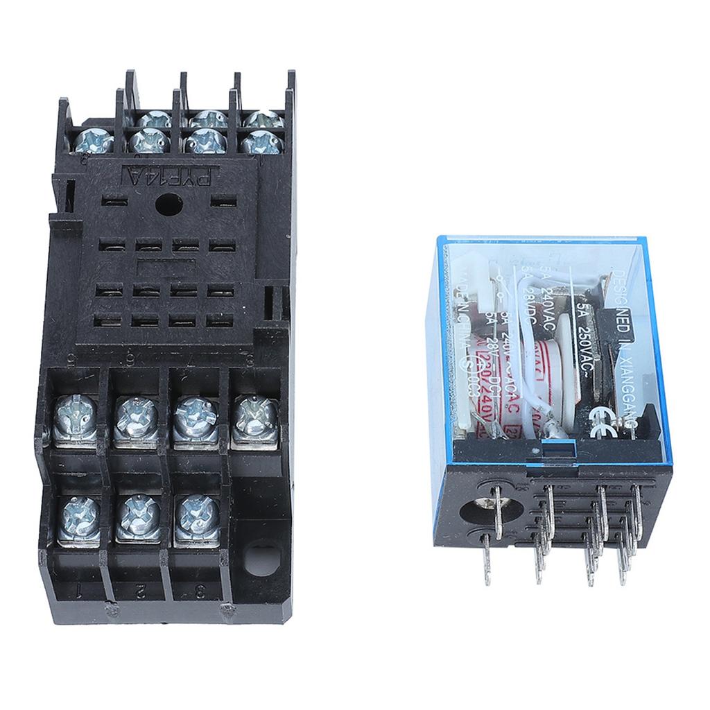 MY4NJ 14Pins Four Normally Open Four Normally Close Small Coil Power Relay with Base