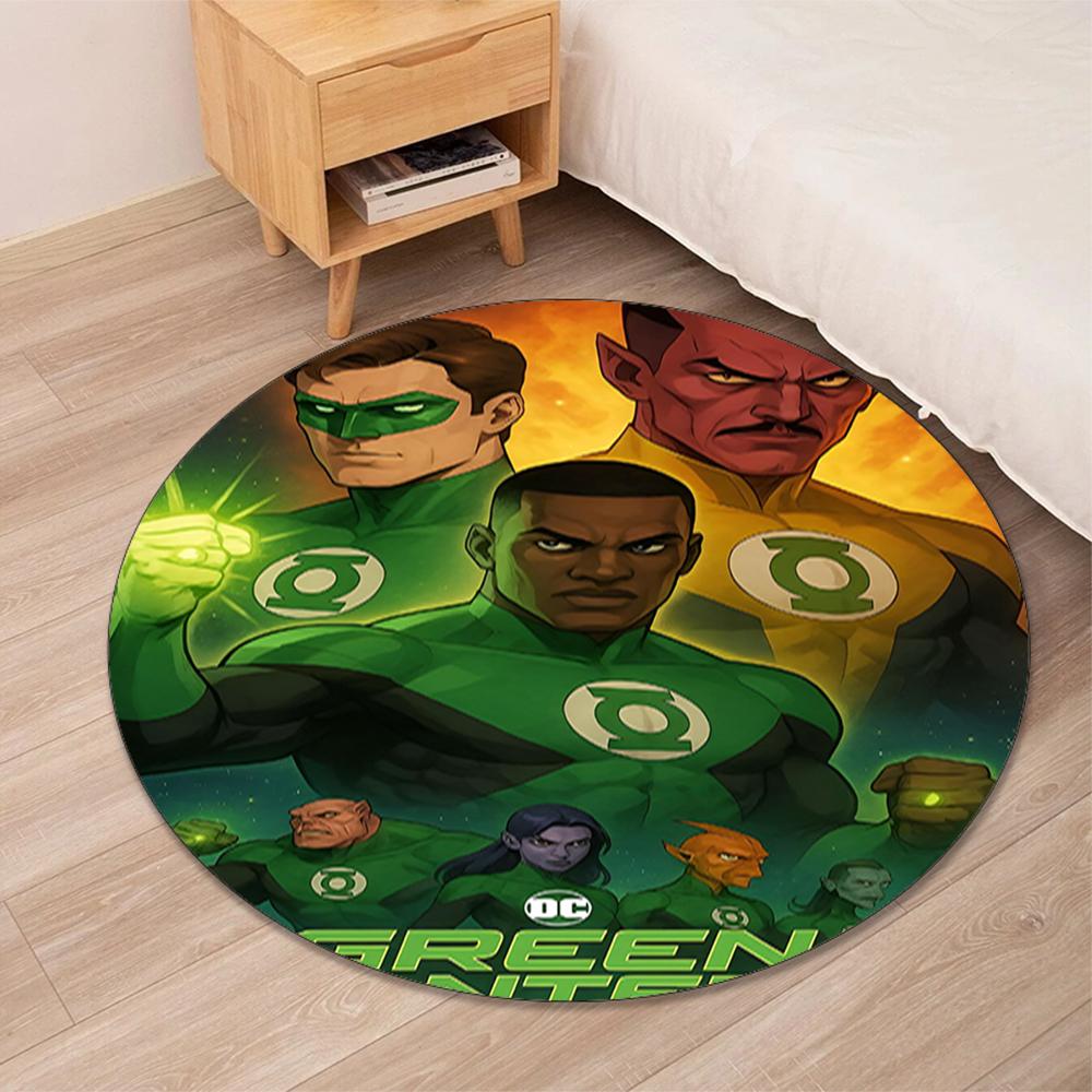 Green Lantern Printed Round Rug Carpet Chair Rug Area Rug Entryway Doormats,for Office Chair Living Room Bedroom Kitchen Room.