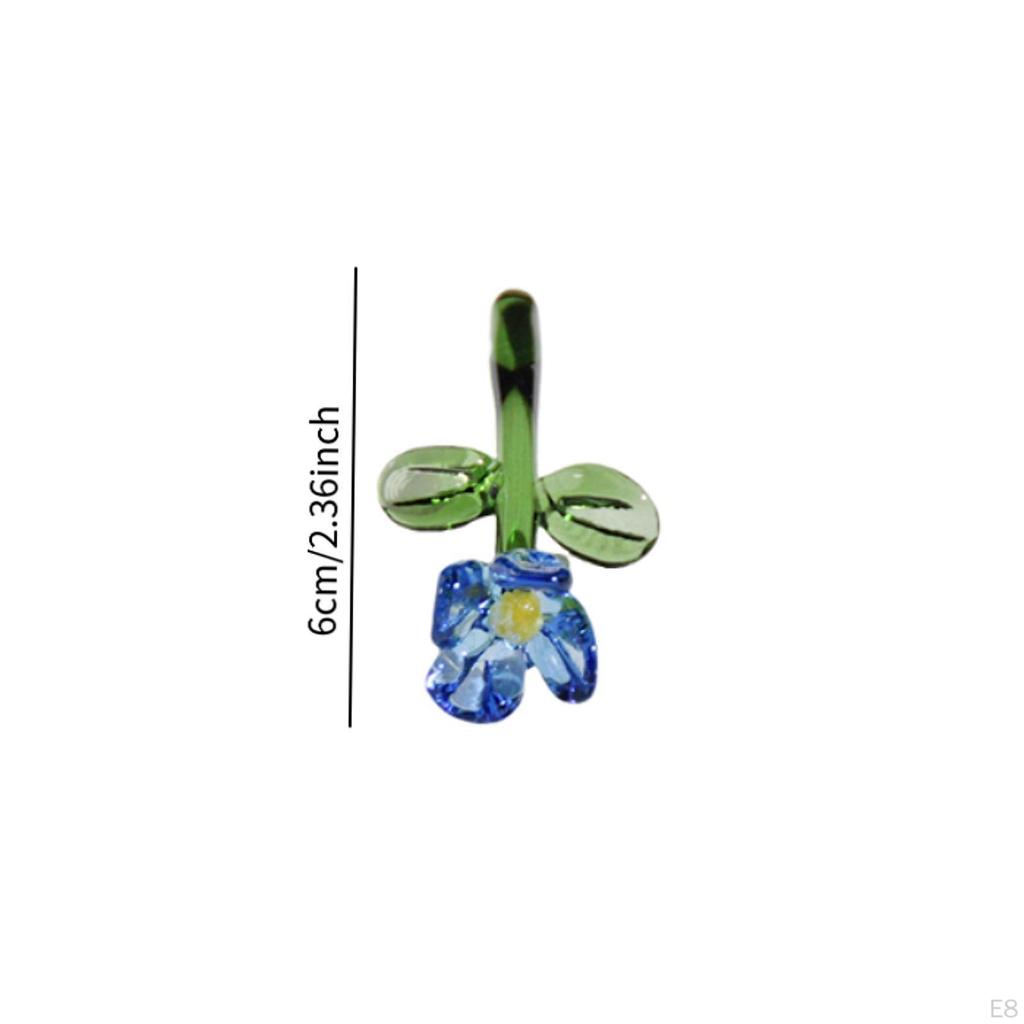 Mini Glass Flower Artificial Craft Faux Branch Small Gifts Floral Figurine for Indoor Party