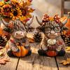 Décoration d'intérieur Récolte 2 Pièces Ornement Vache des Highlands d'Automne, Décoration en Bois Thème Jour de Thanksgiving, avec Atmosphère Détails Exquis Automne