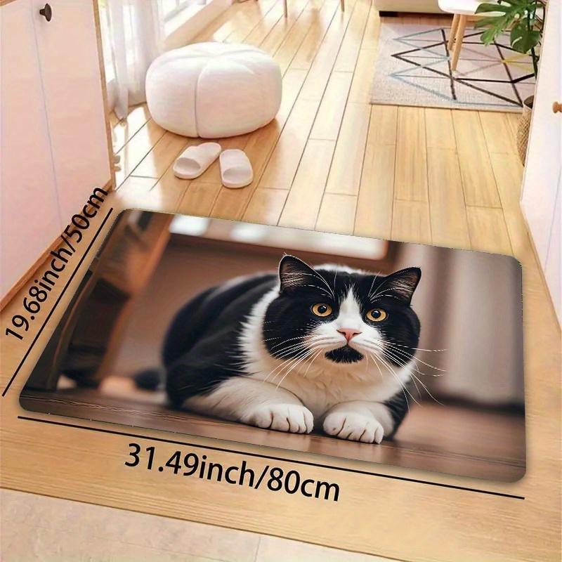 1 Pezzo Tappeti da Cucina Antifatica, Stampa Gatto Bianco Nero Impermeabile Antiscivolo Spesso Ammortizzato Tappetino da Cucina Resistente Tappetino Comfort per Stare in Piedi per Cucina