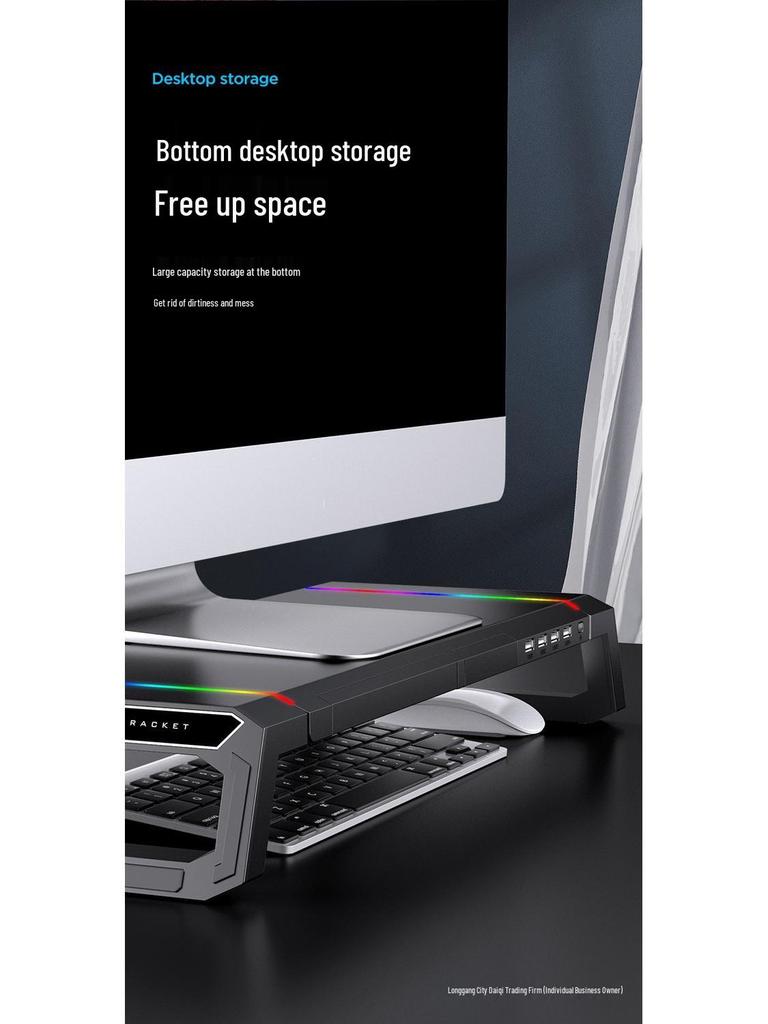 Multifunctional Desktop Monitor Riser Stand with USB Ports and Storage Shelf