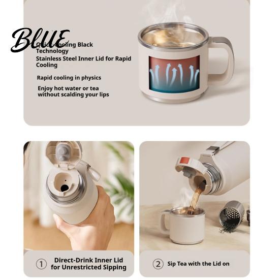 Large Capacity Thermal Flask 316 Stainless Steel Tea Tumbler with Infuser 3-in-1 Double Wall Vacuum Insulated Water Bottle Leakproof Travel