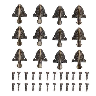 12pcs Box Legs Elegant Style Durable Alloy Wooden Boxes Feet Cover with Screw for Corner Protection