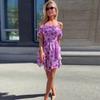 European and American women's clothing 2026 summer new sweet and spicy wind bubble sleeves floral high-waisted lotus leaf edge suspender dress