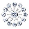 Copper Metal Blue Zircon 12 Constellation Charm Bead Components Bead Component Compatible With Authentic Original Bracelets High Quality Fine Do It