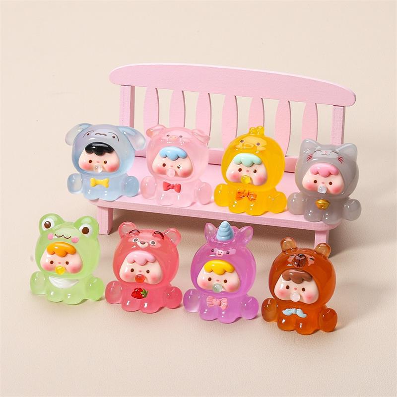 1/3Pcs/Bag Cute Luminous Animals Blowing Bubbles Doll Diy Home Decor Micro Landscape Ornament Car Accessories Dollhouse Toy Gift