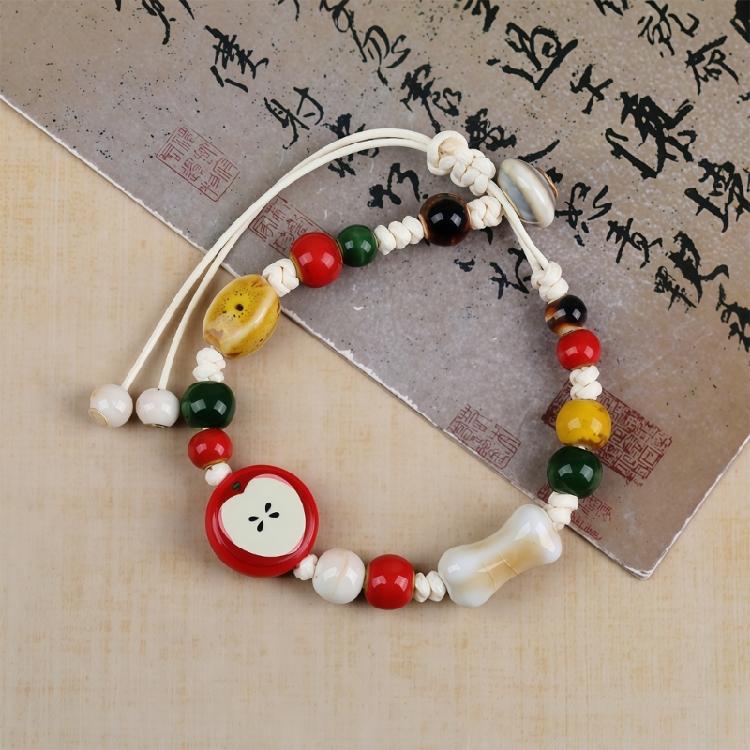 Elegant Handcrafted Ceramic Bead Bracelet With Animal Patterns Stretchy Design Travel Ethnic Wrist Accessory