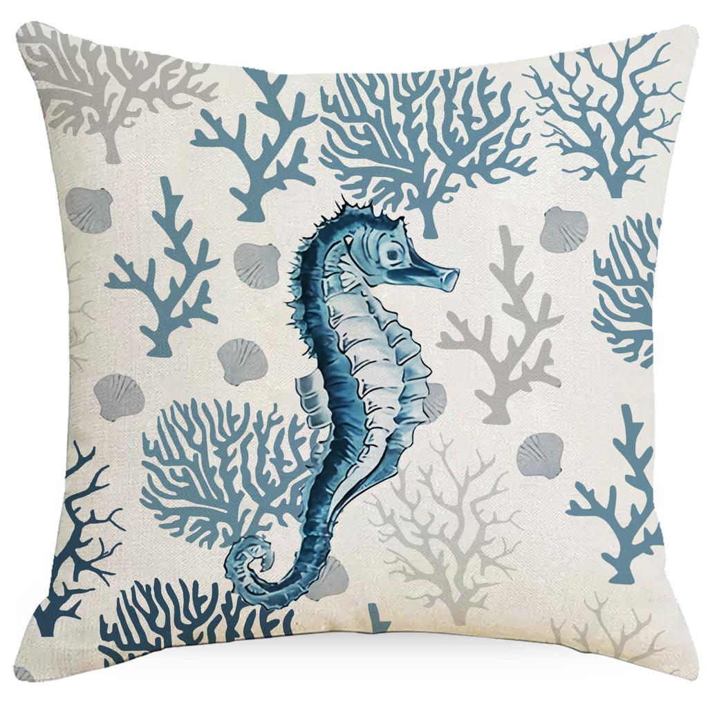 Neuer Sommer Marine Kissenbezug Muschel Seestern Dreifach-sicher Feiner Leinen Kissenbezug
