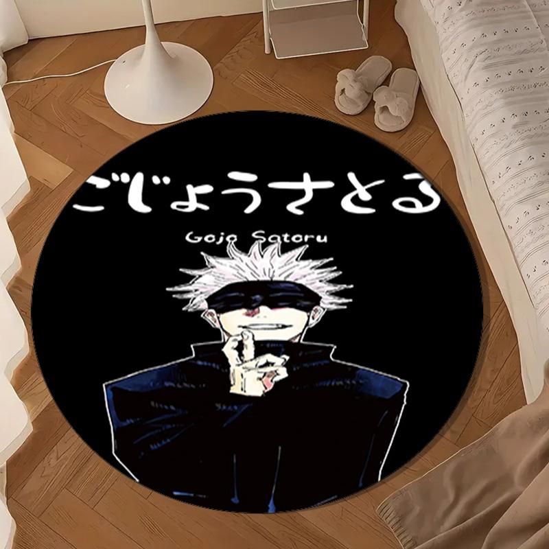 Jujutsu Curse Battle Round Rug for Livingroom,Bedroom, Palyroom, Chair Rug, Area Rug, Circle Carpet, Large Size Fan Christmas Gift