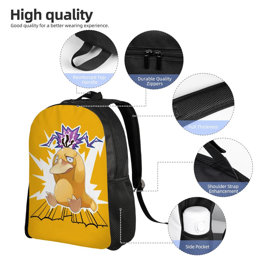 P-Psyducks Backpack for Women Men School College Students Bookbag Fits 15 Inch Laptop Cartoon Bags