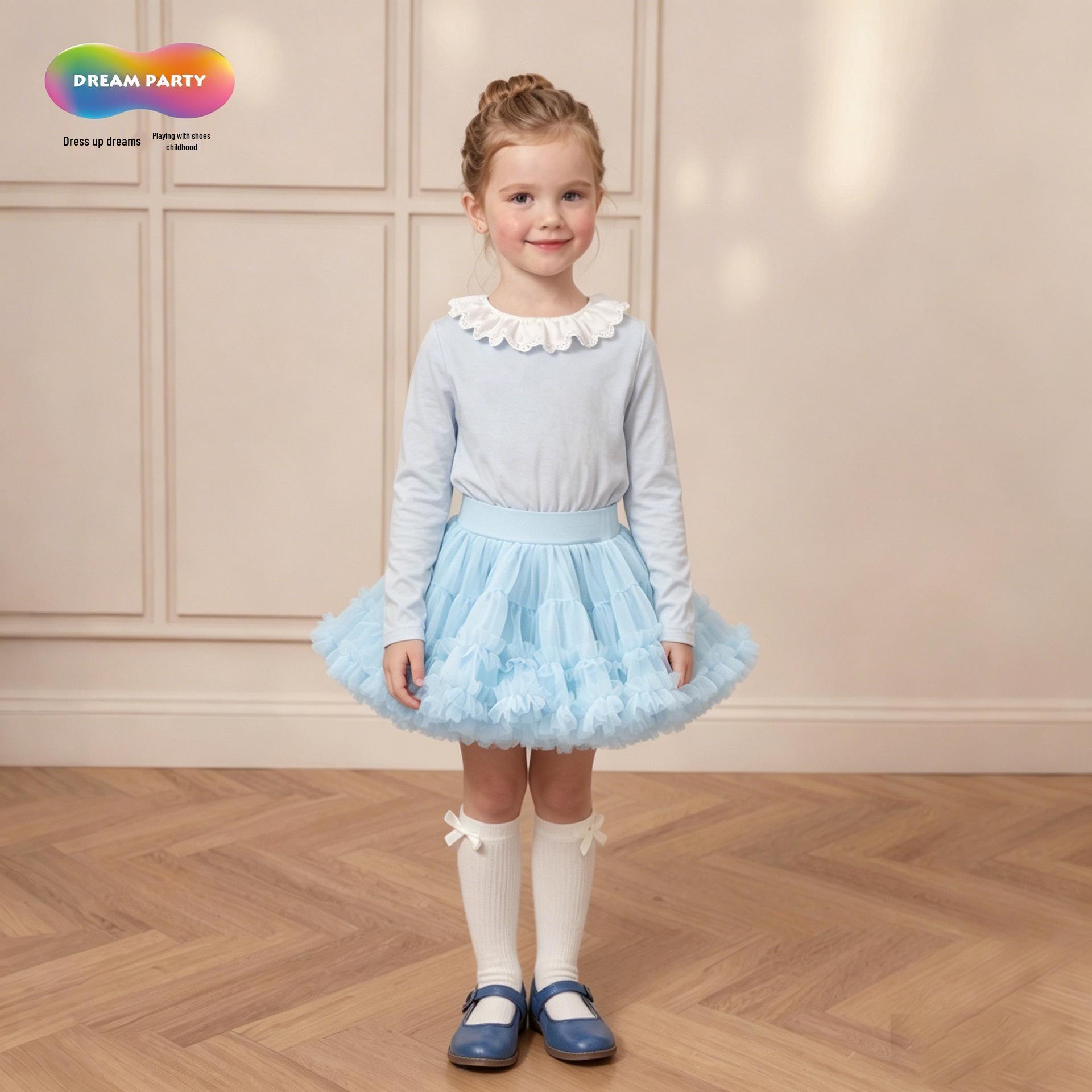 Girls Fluffy Tutu Skirt - Princess Style Mesh Skirt for Babies and Kids 130 cm