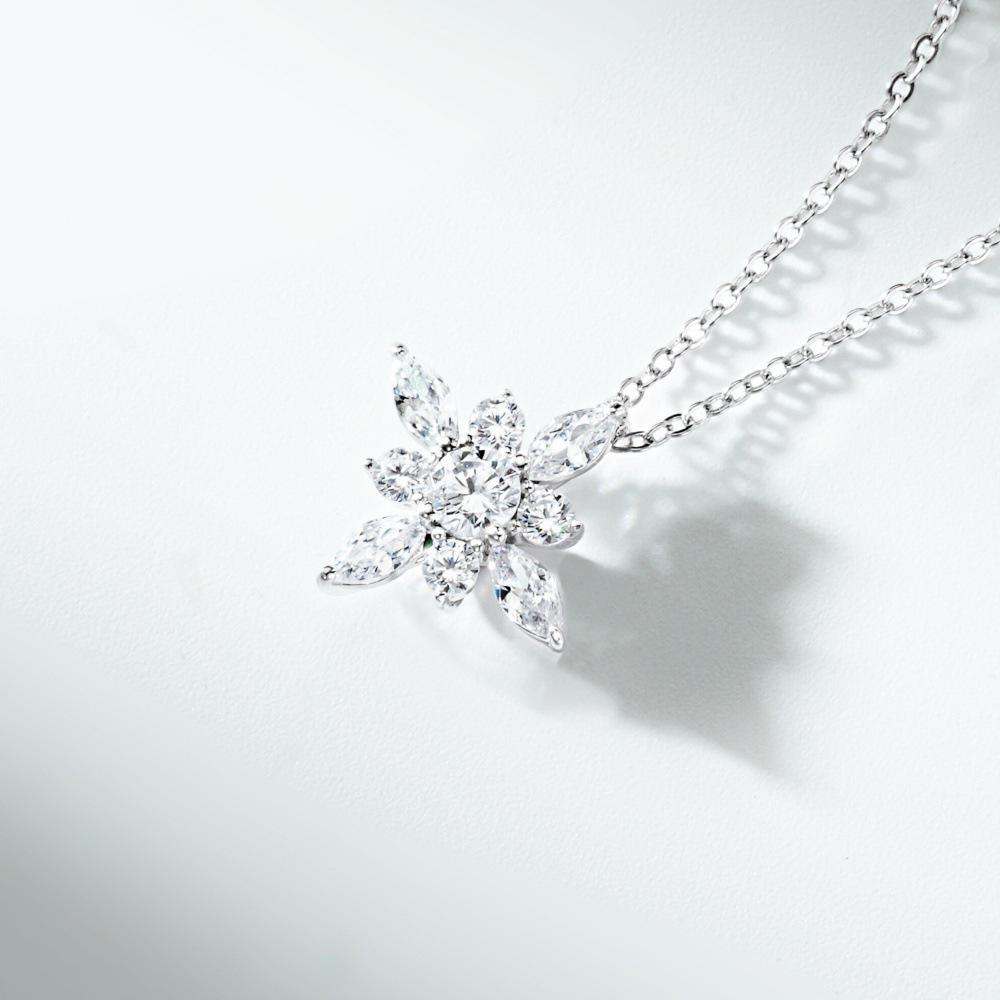 Snowflake Women's Necklace: S925 Sterling Silver with High Carbon Diamond Zirconia - Simple Niche Clavicle Chain Jewelry