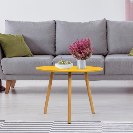 Household Small Apartment Dining Table, Round Kitchen Table with Wood Legs, Kitchen Living Room Leisure Coffee Table